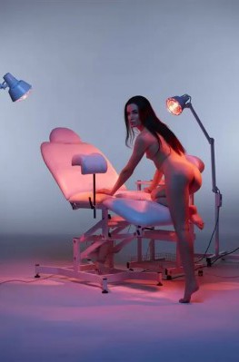 Голая девушка на гинекологическом кресле